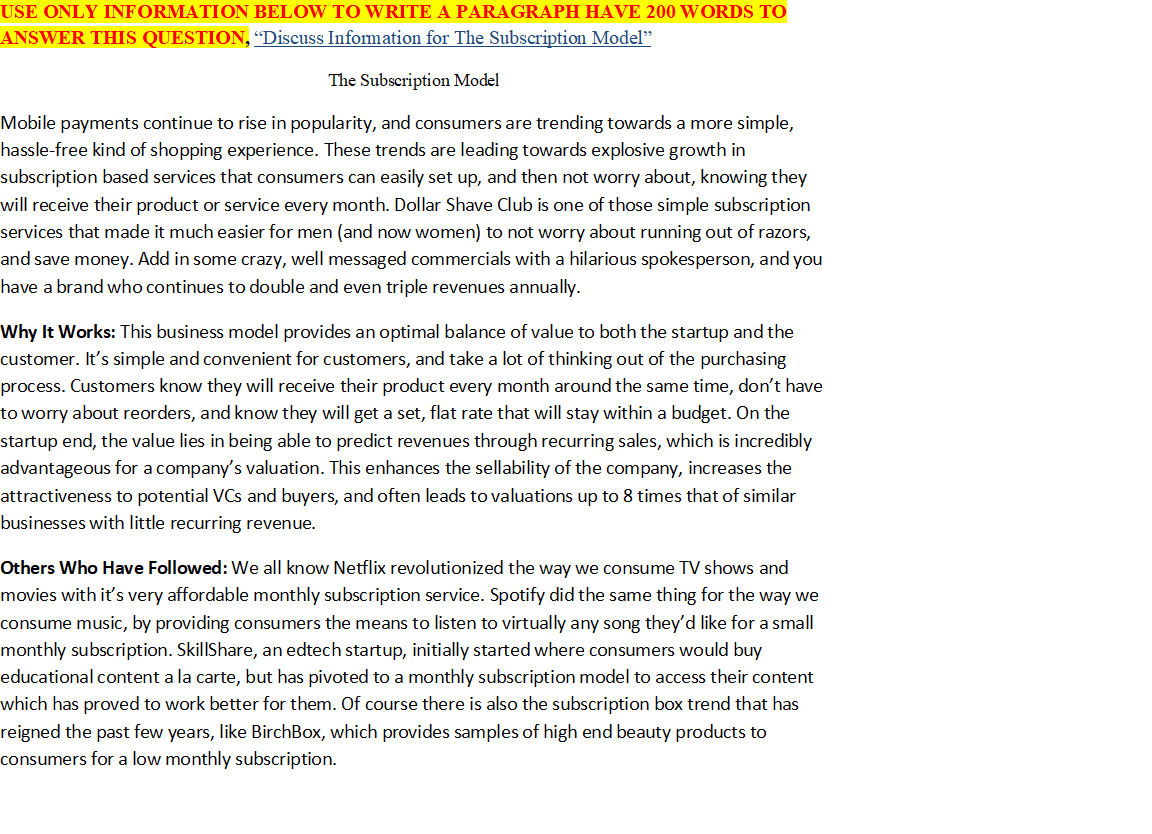 USE ONLY INFORMATION BELOW TO WRITE A PARAGRAPH