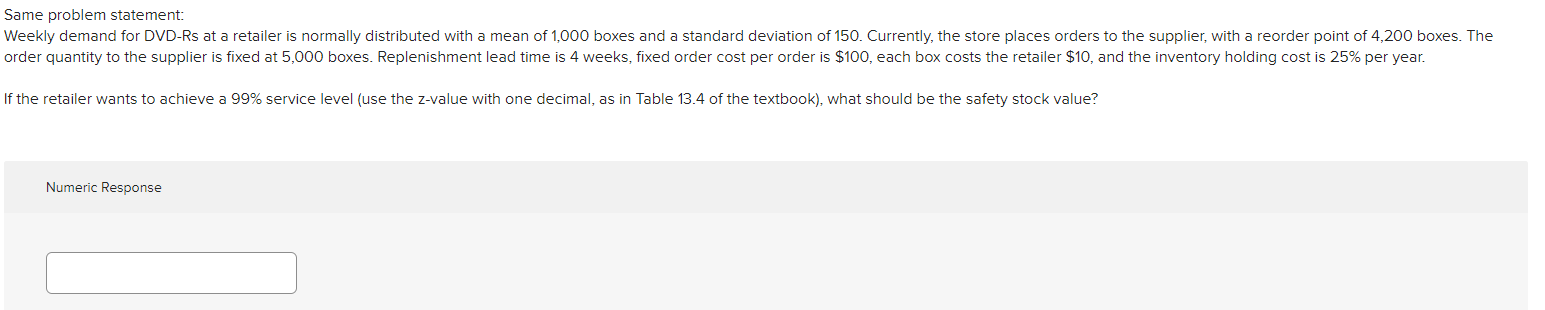 Same problem statement: Weekly demand for DVD-Rs