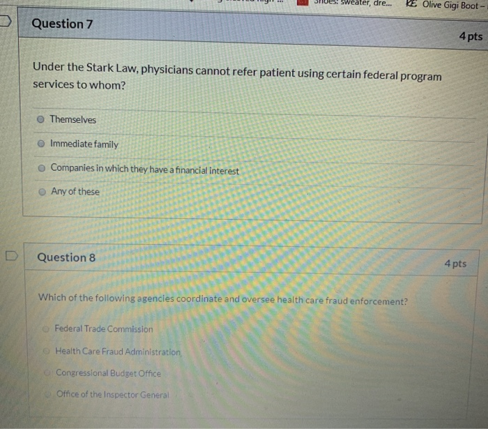 cu , DUUL Question 7 4 pts Under the Stark Law,