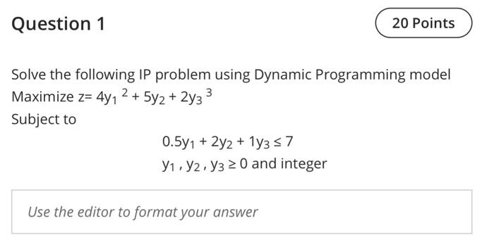 complete answers please Question 1 20 Points