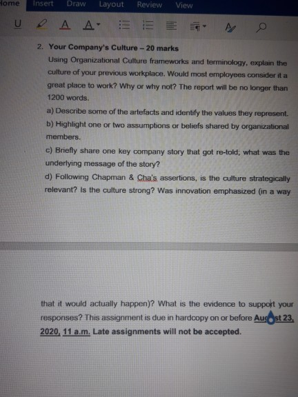 Home Insert Draw Layout Review View U A A o 2.