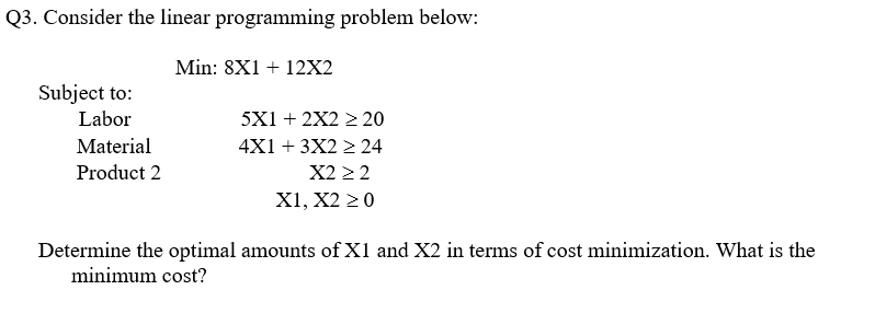 Use solver in excel Q3. Consider the linear