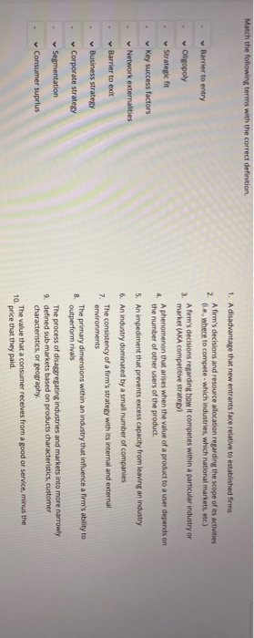 For Practice only: Match the following terms with