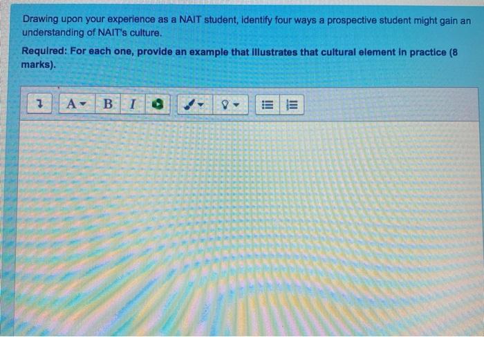 ORGB Drawing upon your experience as a NAIT