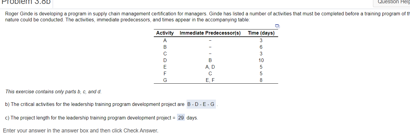 What is the Slack Time for each A-G? Problem 3.00