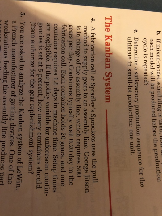 Math problem b. If mixed-model scheduling is