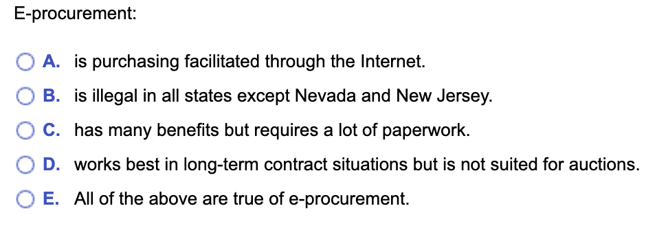 E-procurement: A. is purchasing facilitated