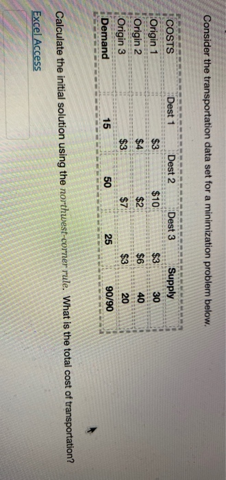 Consider the transportation data set for a