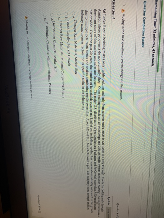 Remaining Time: 32 minutes, 47 seconds. Question