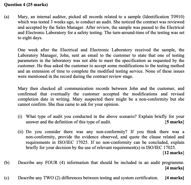 Question 4 (25 marks) (a) Mary, an internal