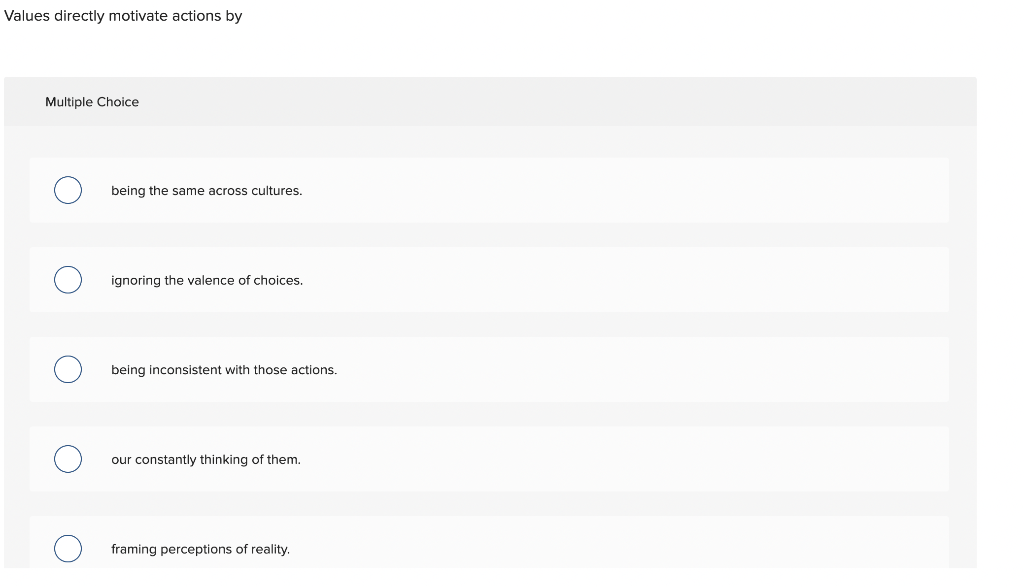 Values directly motivate actions by Multiple