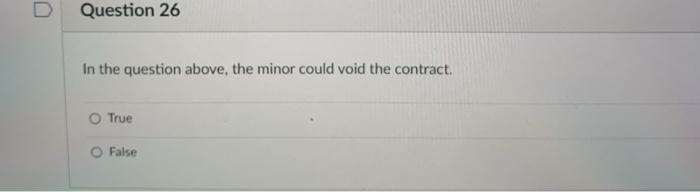 Question 25 1 1 p If a minor misrepresents his