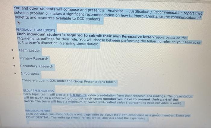 You and other students will compose and present