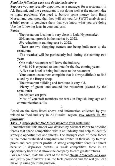 Facts: Read the following case and do the tasks