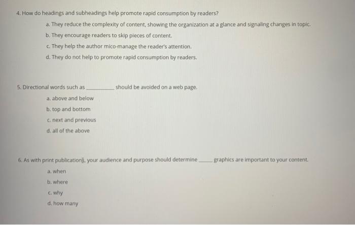 4. How do headings and subheadings help promote