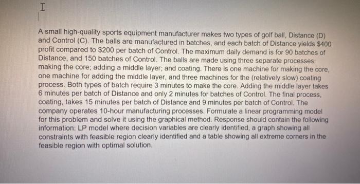 I A small high-quality sports equipment