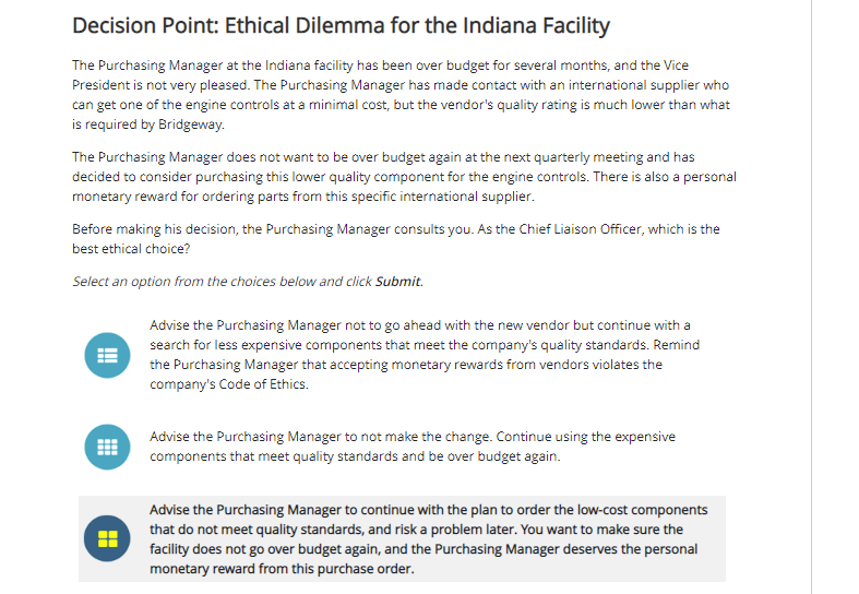 Decision Point: Ethical Dilemma for the Indiana