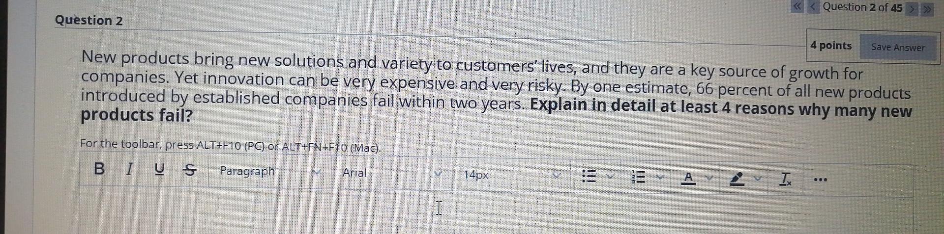 < < Question 2 of 45 Question 2 4 points Save