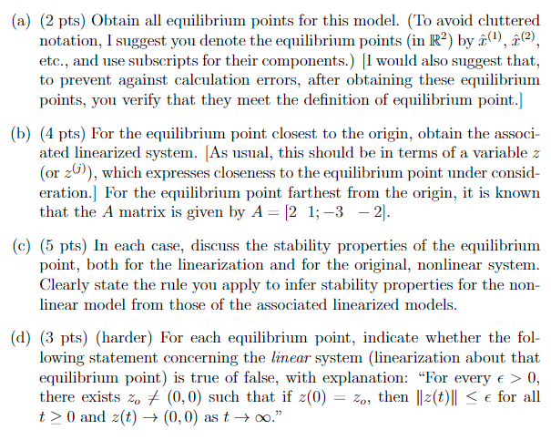 Problem 2 (14 pts) Consider the autonomous planar