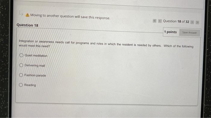 > A Moving to another question will save this