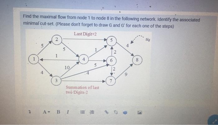 Find the maximal flow from node 1 to node 8 in