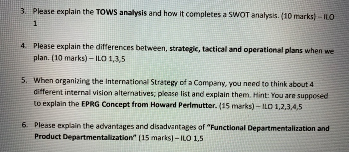 3. Please explain the TOWS analysis and how it