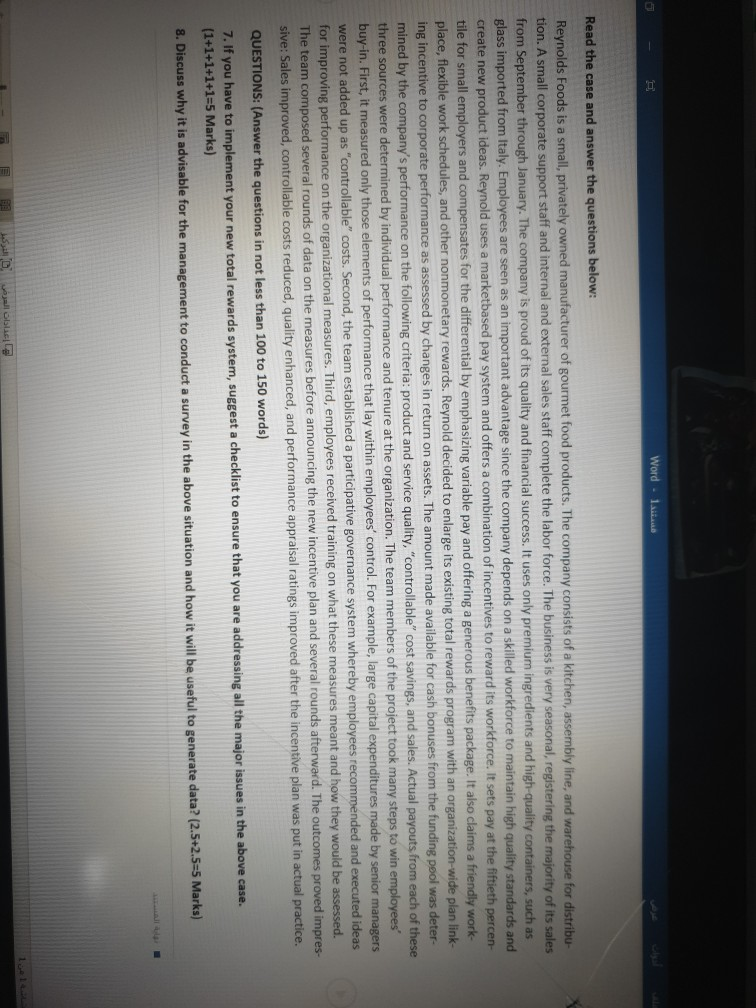 Word - 1 Read the case and answer the questions