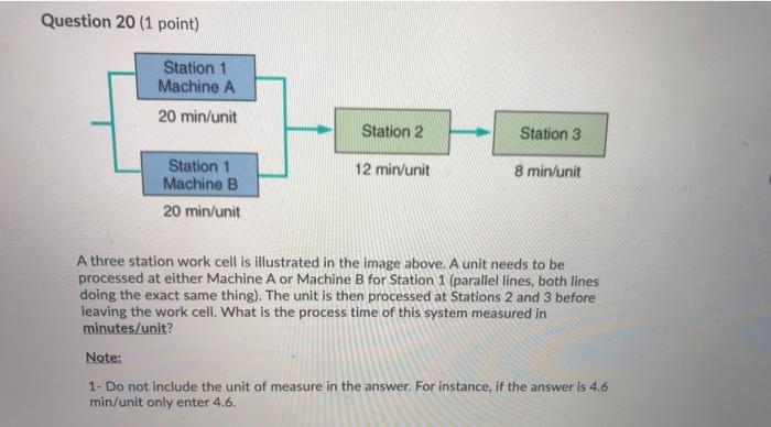 Question 20 (1 point) Station 1 Machine A 20