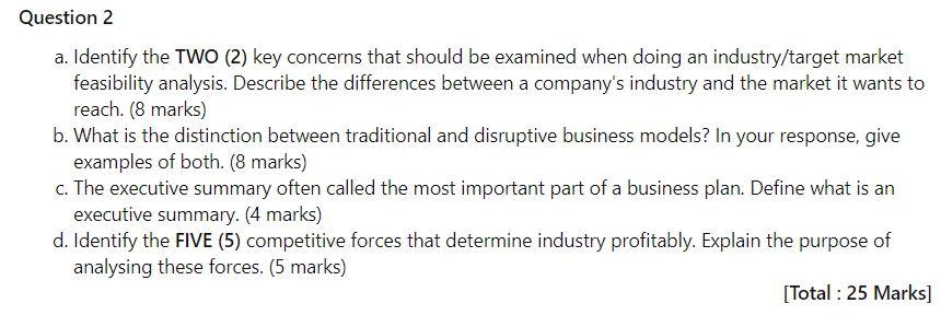 Question 2 a. Identify the TWO (2) key concerns