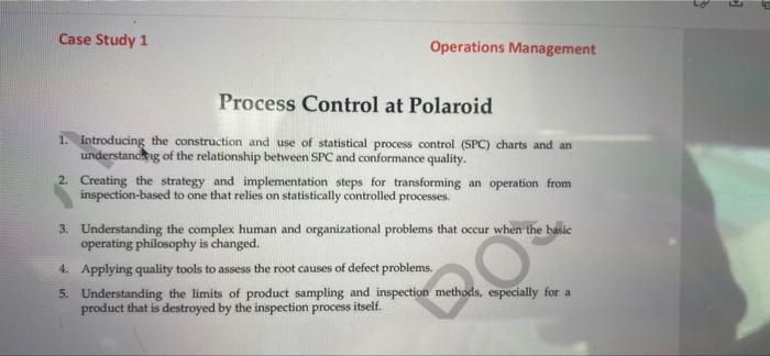 Case Study 3 Case Study 1 Operations Management