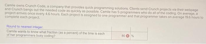 Camile owns Crunch Code, a company that provides