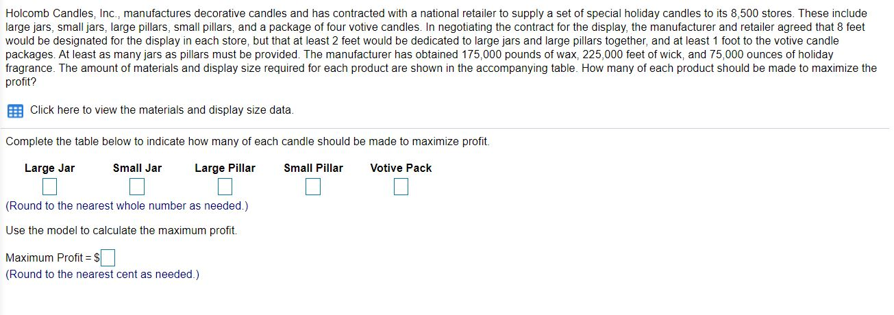 Solve using excel solver. The data is complete.