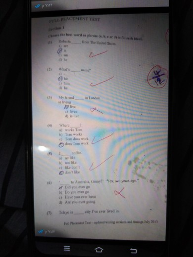 LACEMENT TEST Rohet name? * cham dhe My friend in