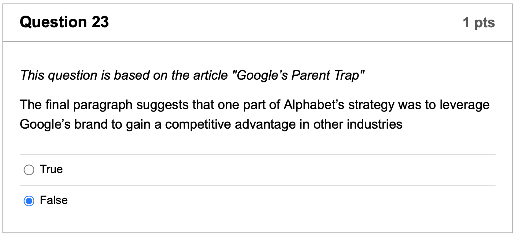 Question 23 1 pts This question is based on the