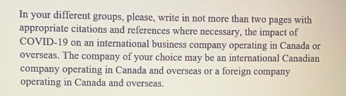 In your different groups, please, write in not