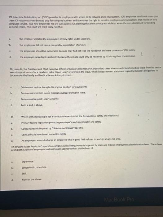 29. Interstate Distribution, Inc. (om provides