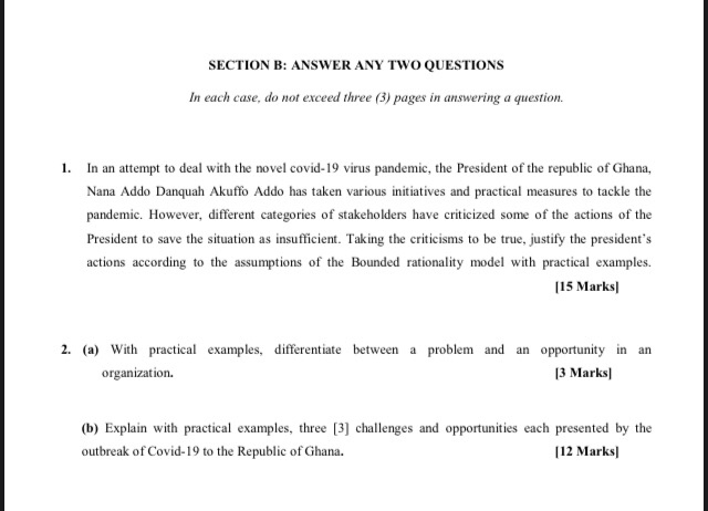 SECTION B: ANSWER ANY TWO QUESTIONS In each case,