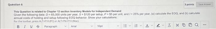 Question 6 3 points Save Answer This Question is
