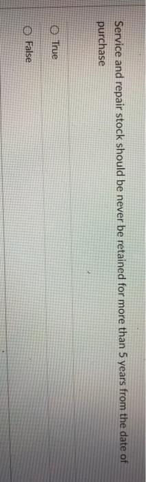 Service and repair stock should be never be