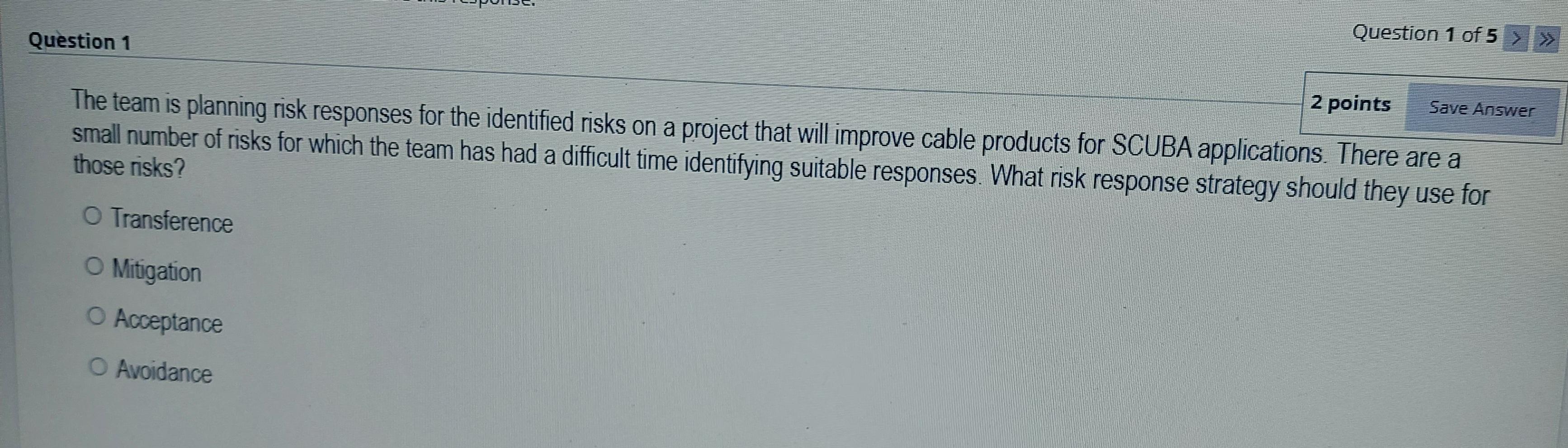 Question 1 of 5 > >> Question 1 2 points Save