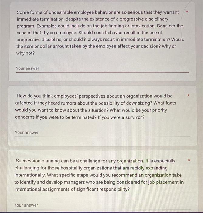 Some forms of undesirable employee behavior are