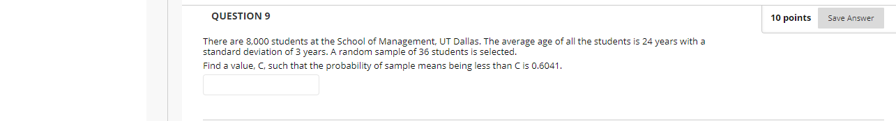 QUESTION 9 10 points Save Answer There are 8,000