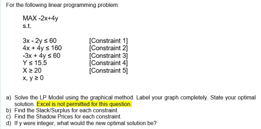 For the following linear programming problem: MAX