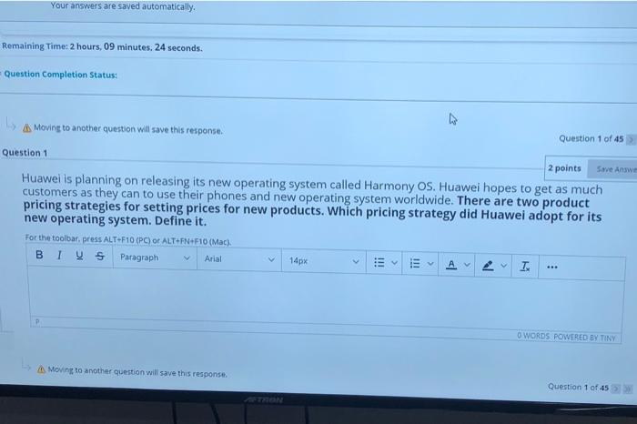 Your answers are saved automatically, Remaining