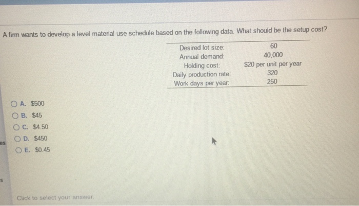 A firm wants to develop a level material use