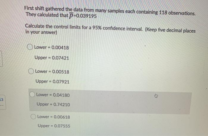 First shift gathered the data from many samples