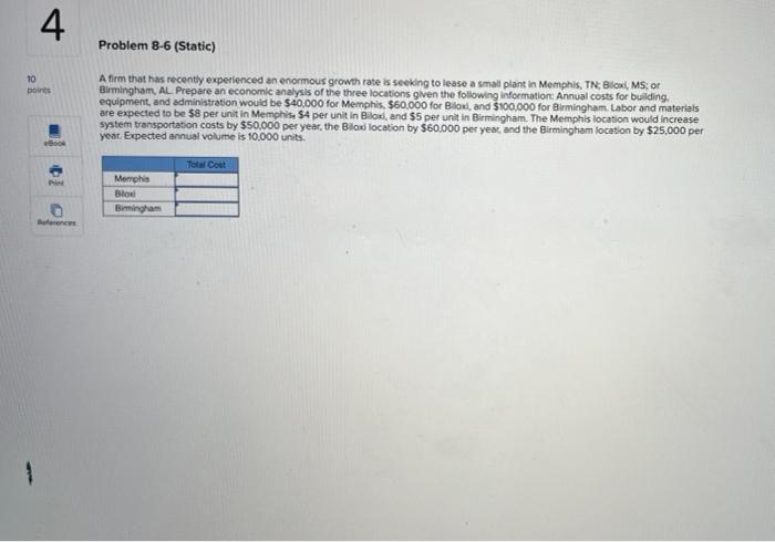4 10 points eBook +1 References Problem 8-6
