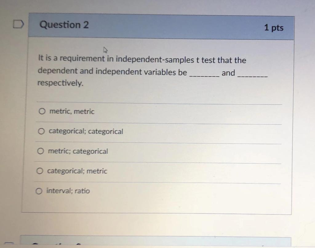 D Question 2 It is a requirement in