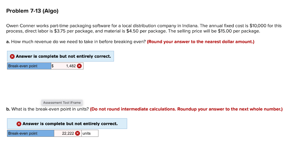 Problem 7-13 (Algo) Owen Conner works part-time