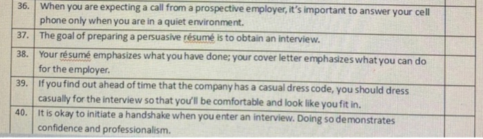 ture or false 36. When you are expecting a call